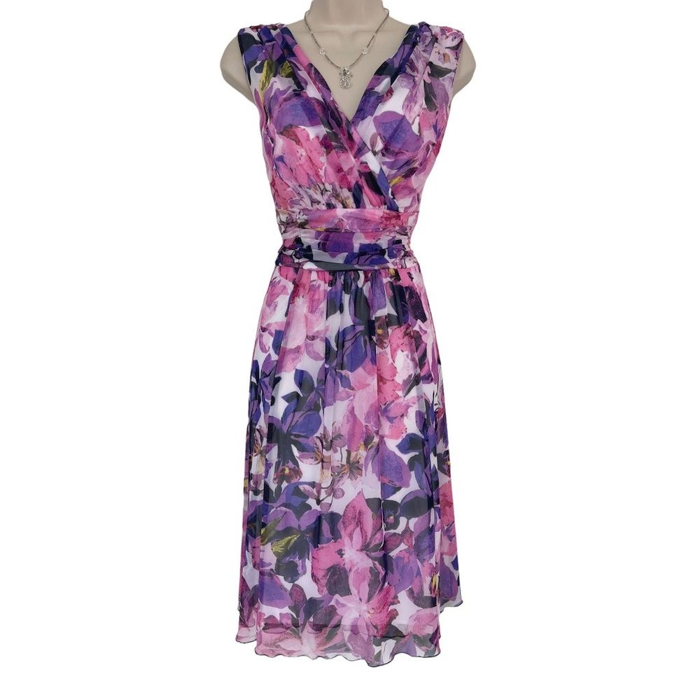 Size 16 XL NWT FLORAL PRINT MESH SUMMER DRESS Spring Wedding Easter Church NEW